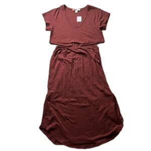 Free People Beach Elastic Waist Cutout Maxi Dress Swim Cover Burnt Orange L